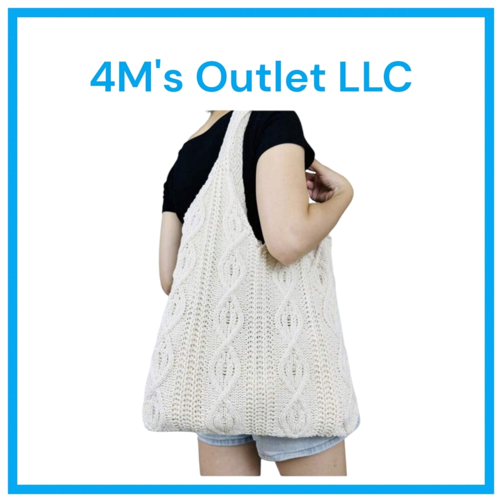 Elegant Cream Knit Tote Bag